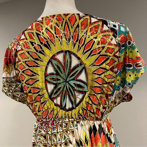 India Boutique Vibrant Multicolor Geometric Print Dress size small - Picture 8 of 13